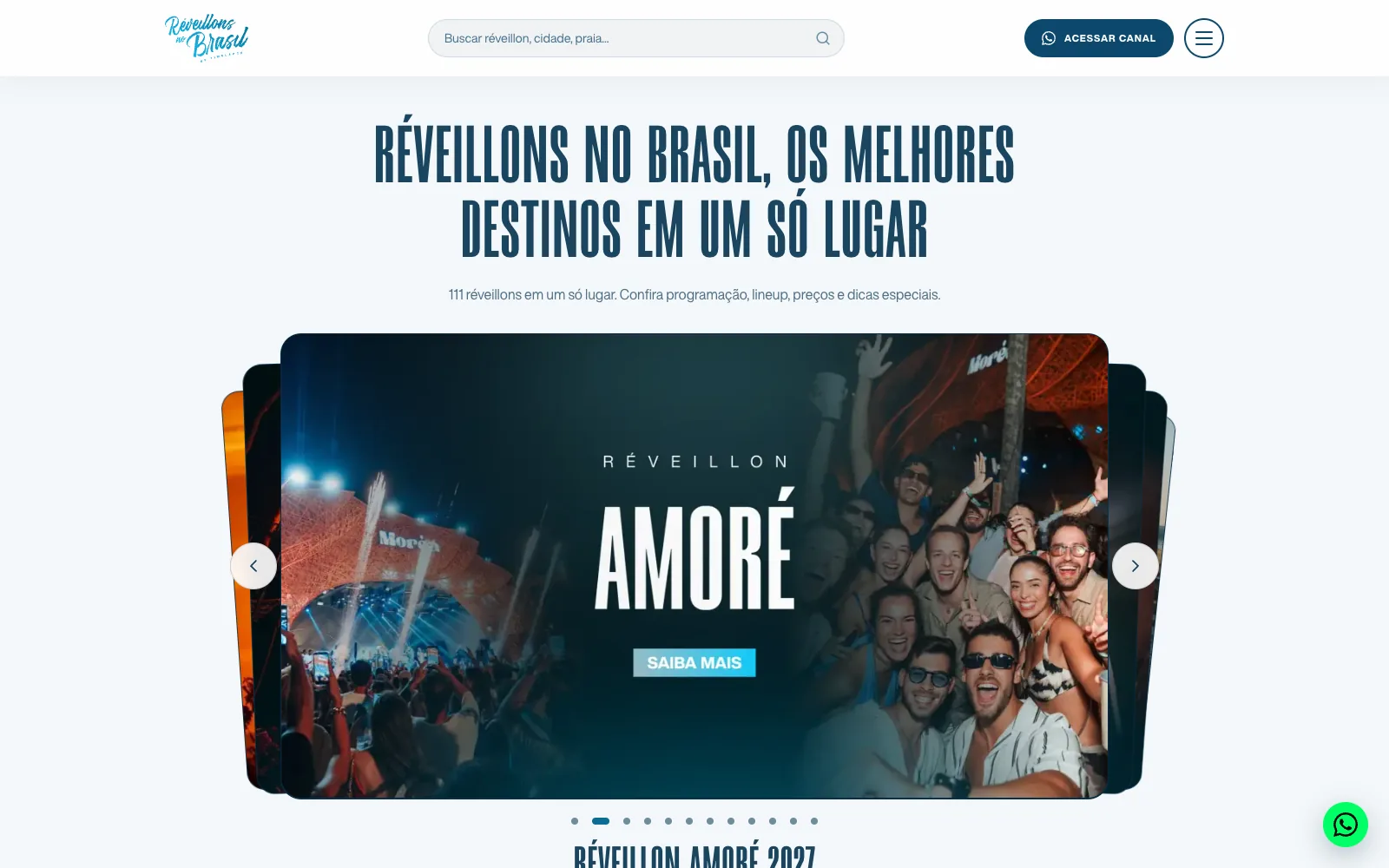 Home do Réveillons no Brasil com destaque para o Réveillon Amoré
